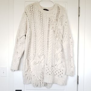 Zara Oversize Distressed Cable Sweater